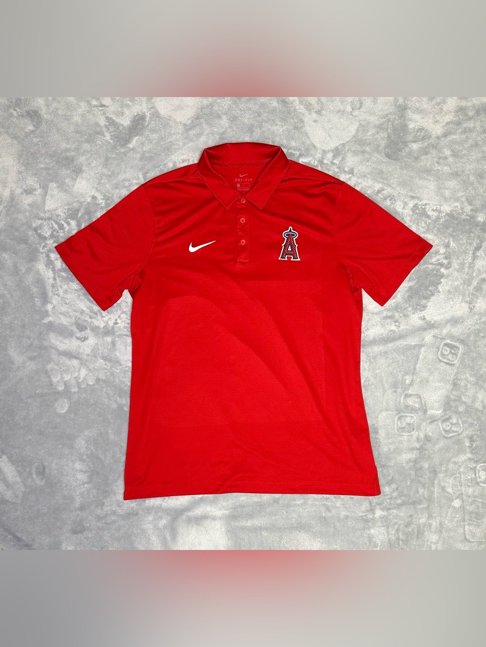 Nike Dri-Fit MLB Los Angeles Anaheim Angels Red Polo Shirt Adult L